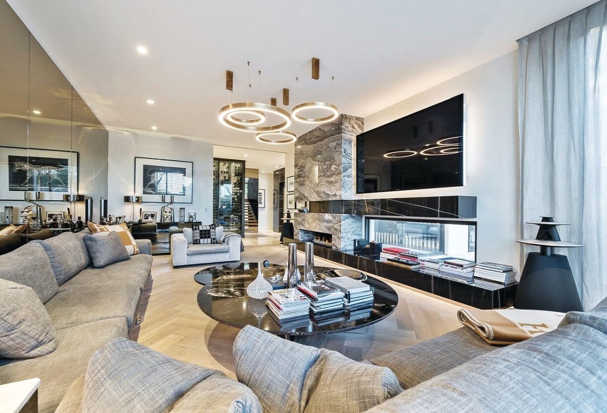 Beautiful interior of lounge room in Toorak home automation residence