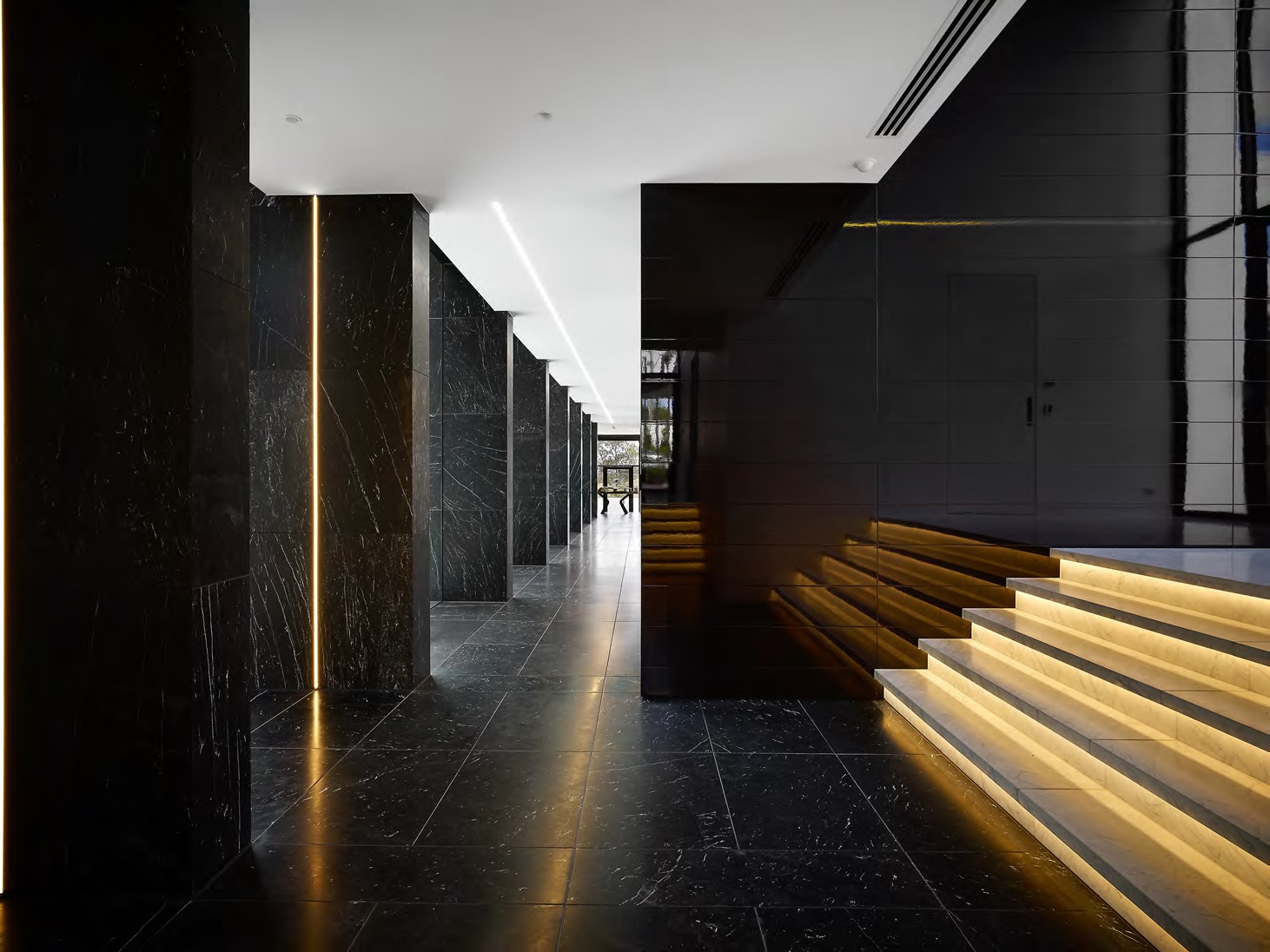 automated lighting in staircase in Luxury Melbourne home