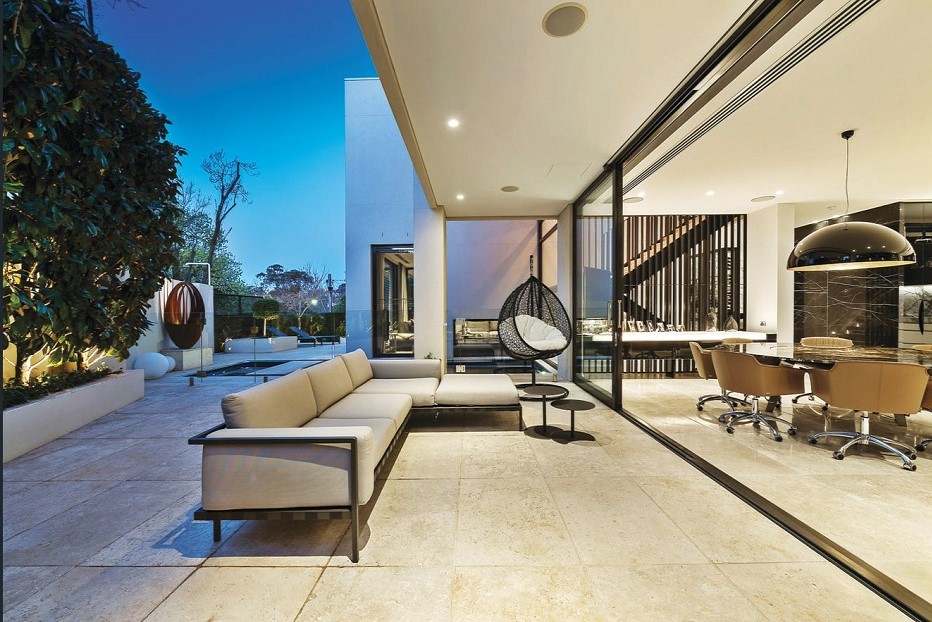 Luxury outdoors area in a new Toorak home automation
